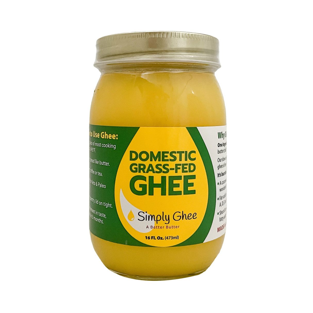 Domestic Grassfed Ghee 16oz - Case of 12