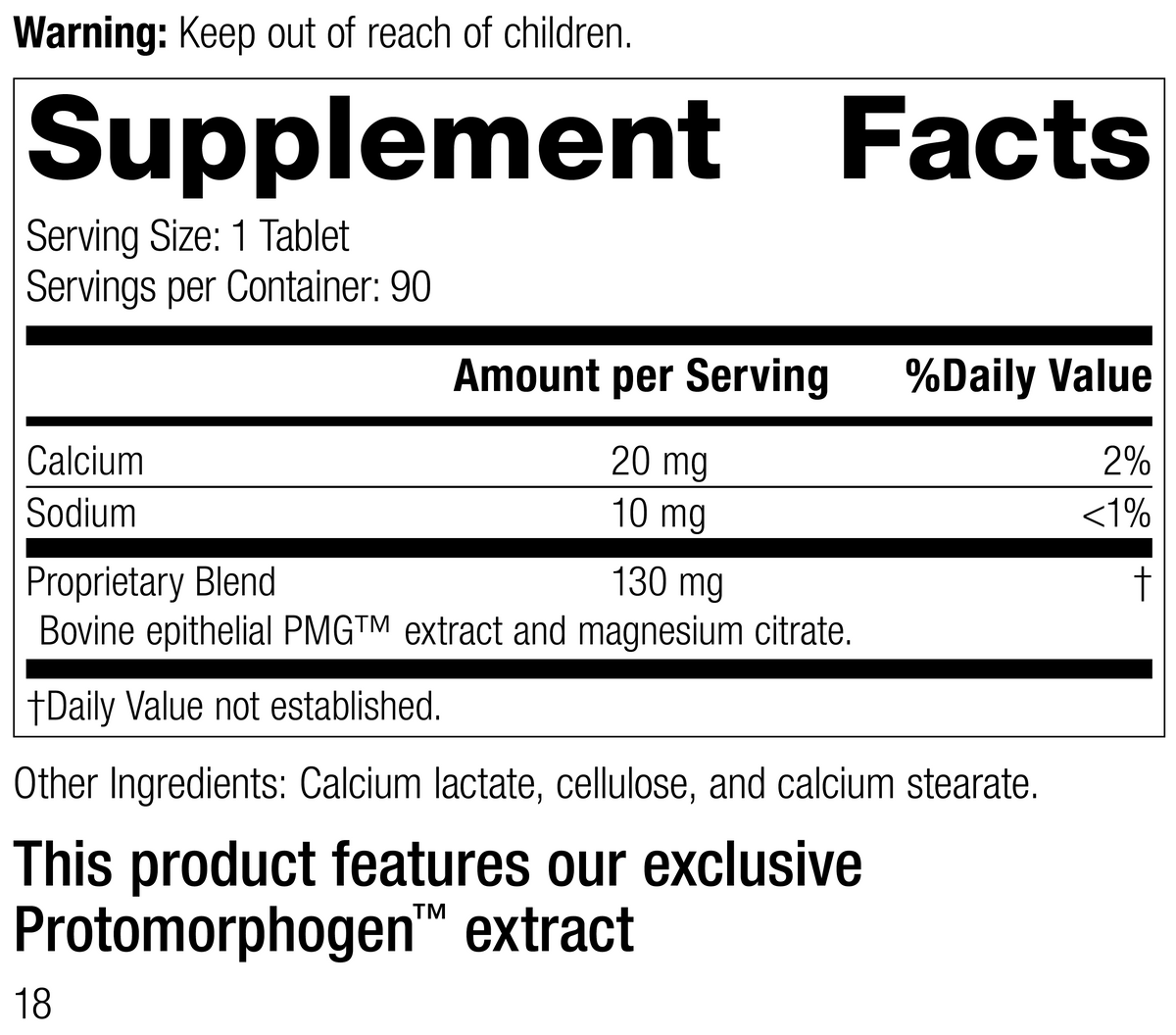 Dermatrophin PMG®, 90 Tablets, Rev 17 Supplement Facts