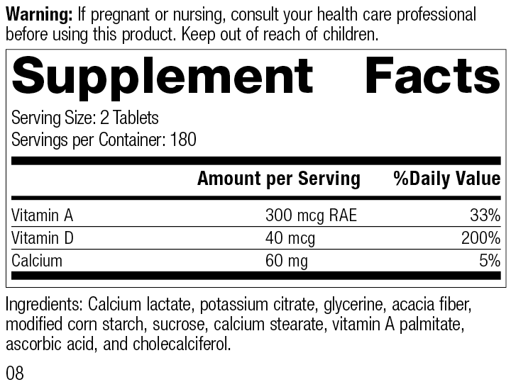 Cataplex® D, 360 Tablets, Rev 06 Supplement Facts