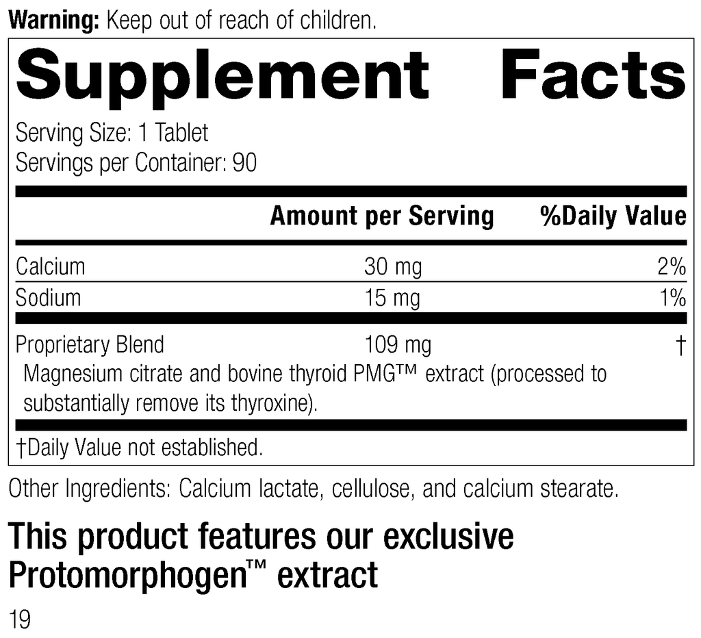 8025 Thytrophon PMG R18 Supplement Facts